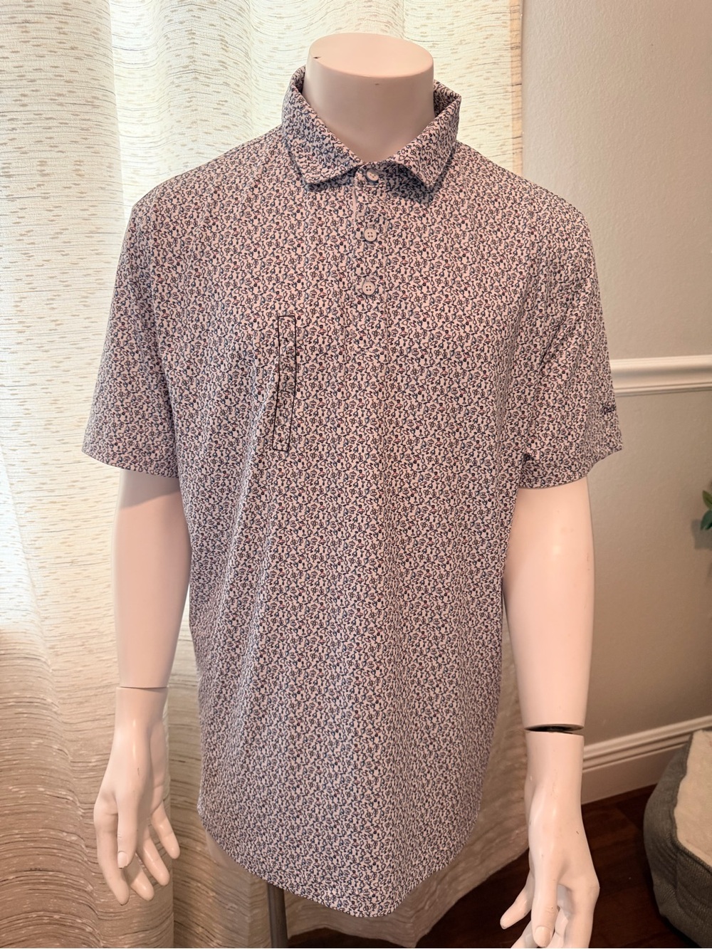 NWT Walter Hagen P11 Golf Polo Men L Tossed Trophy UPF 50+